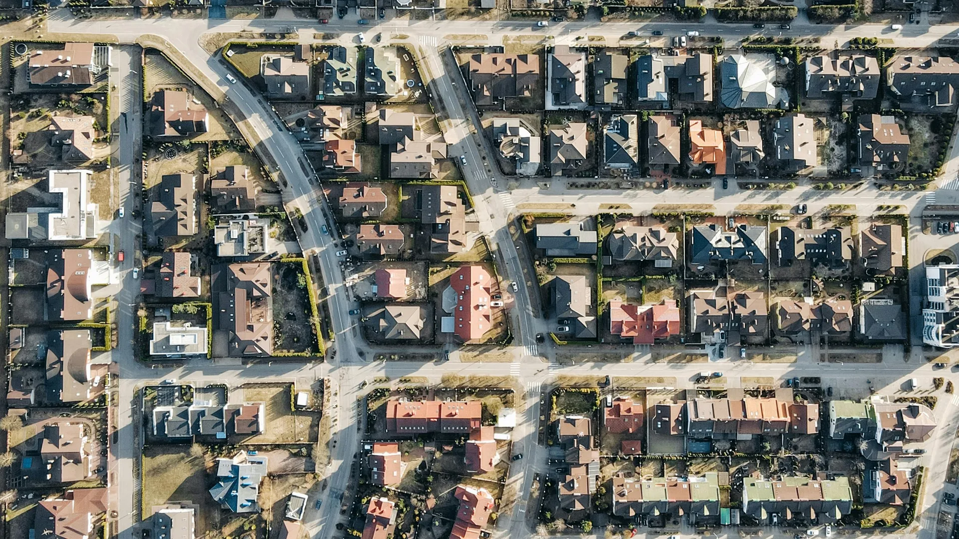 Aerial view of urban infrastructure and road network